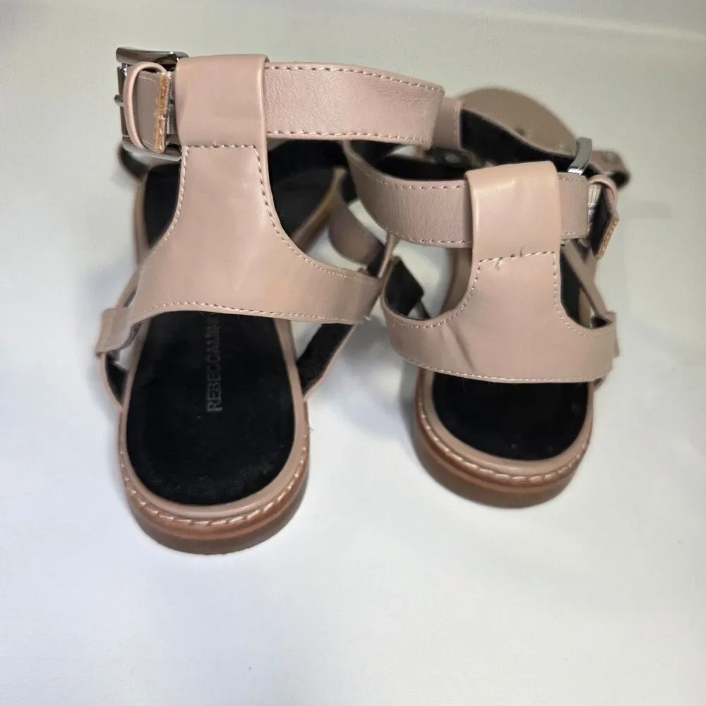 Rebecca Minkoff Women's Beige Studded Flat Gladiar Sandals with Ankle Strap 10 M